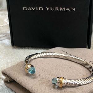 David Yurman 14k Blue Topaz 925 Silver Bracelet
